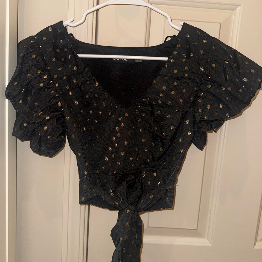 DO+BE Black Blouse with Gold Accents